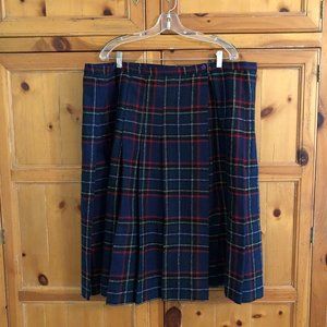 Sz26 Tan F Jay skirt pleated tartan navy red plaid